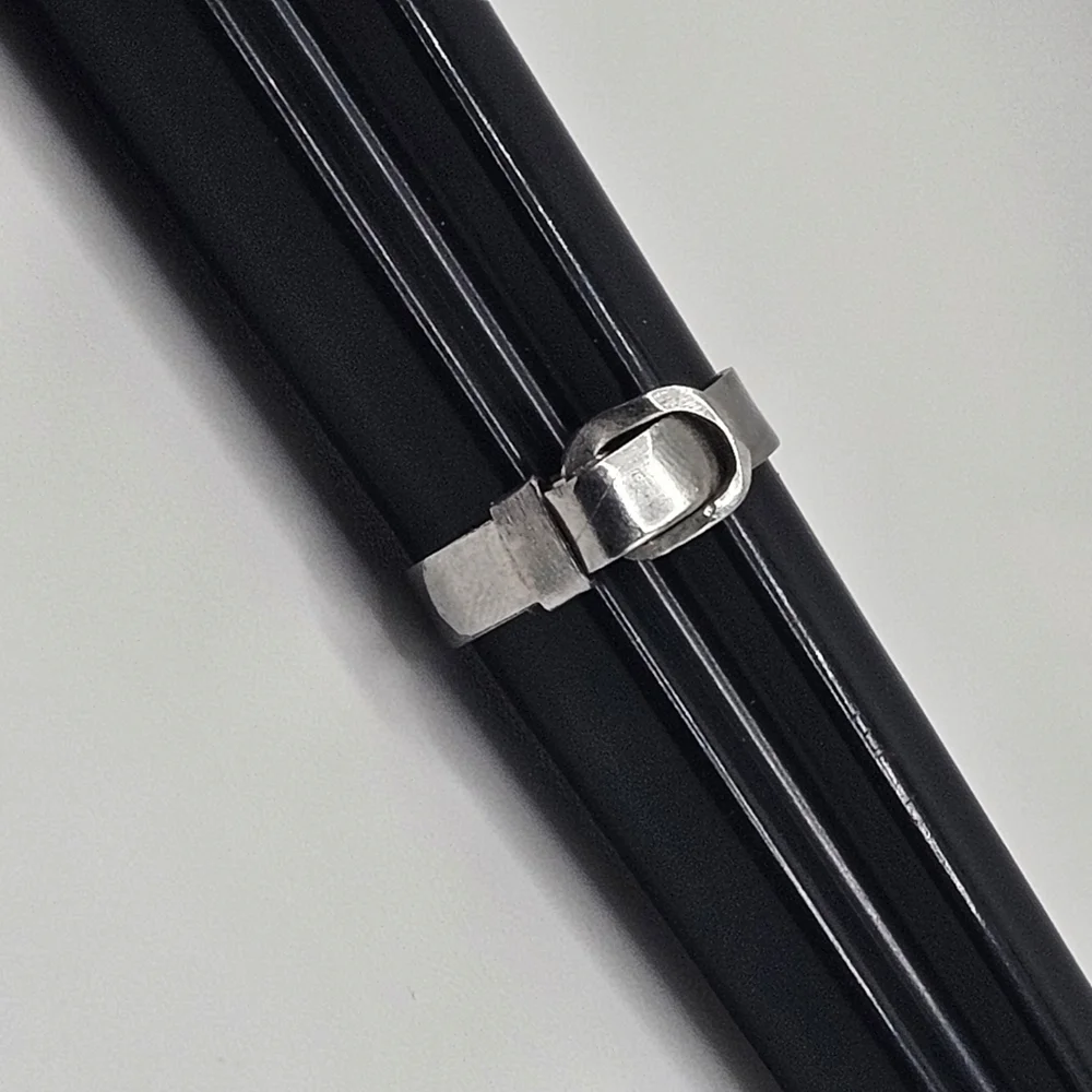 Silver-Toned Belt Buckle Ring Size 7